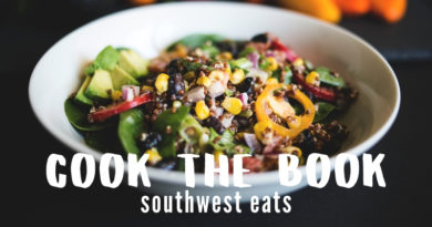 Bowl of southwest food with text saying Cook the Book Southwest Eats
