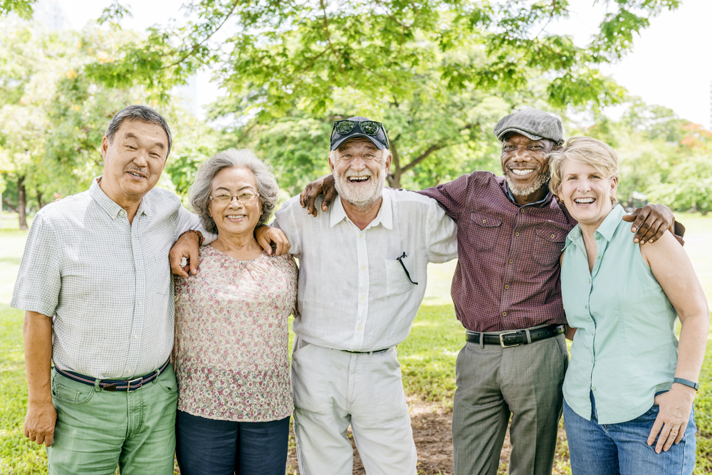 A group of senior citizens at a park