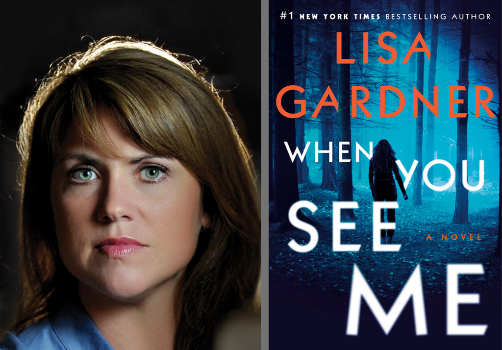 Lisa Gardner and her book cover
