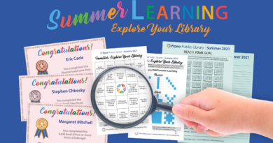 Summer Learning graphic with reading log, certificates and activities